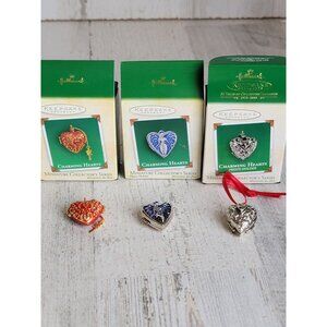 Hallmark miniature Charming hearts photo holder ornament Xmas set